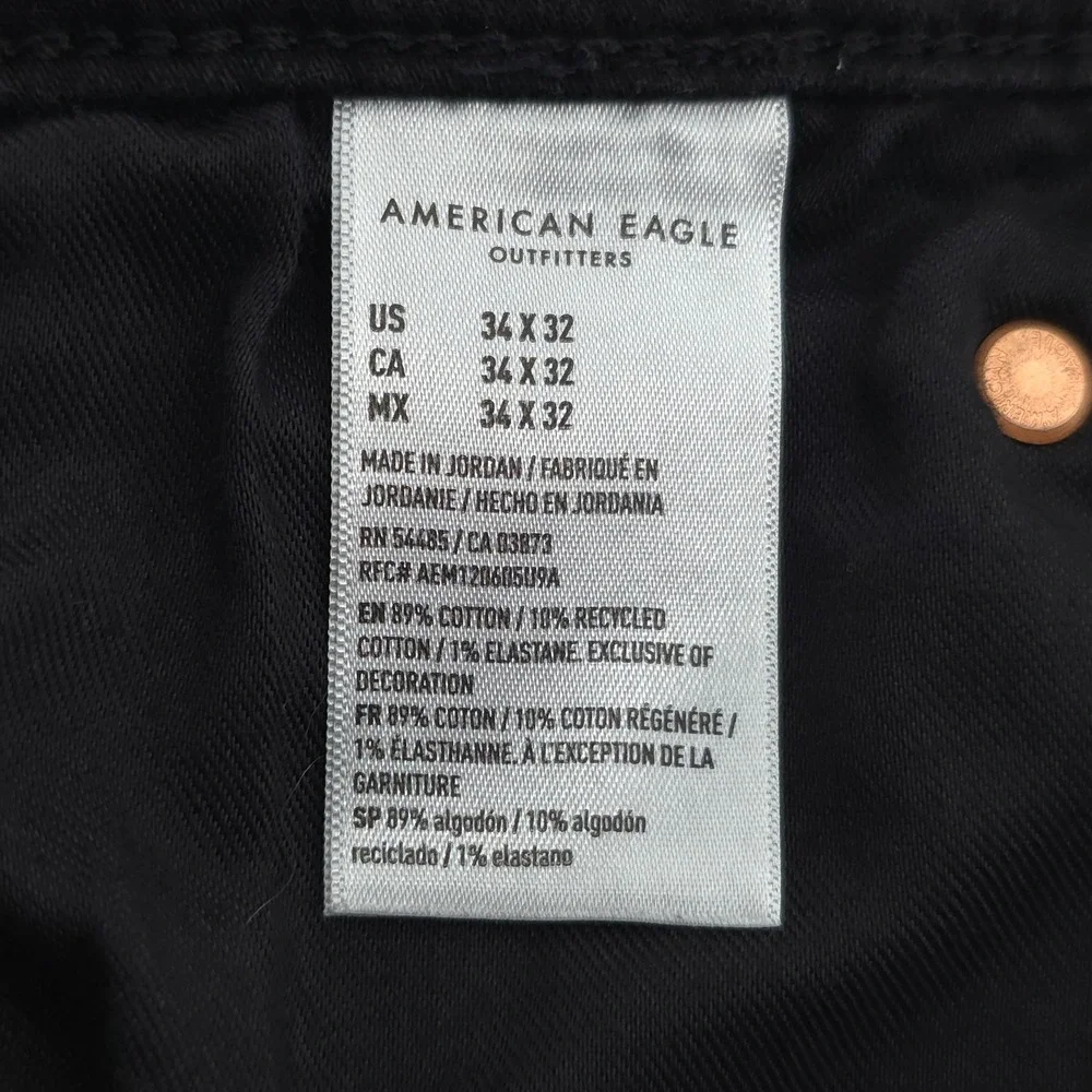 American Eagle Mens Jeans Airflex+ 34x32 Black Slim Straight Stretch Denim